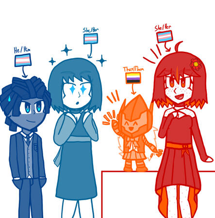 Trans Prom Mini (Starring Ember, Oriel, Chill, and Byte) (posted the day after Scarlet Dress at Trans Prom on 05-11-2024)