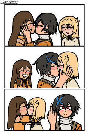 Redraw of a scene from Elite (2018) but with Mayburika/Unimayburi (Unika+May+Bridget)