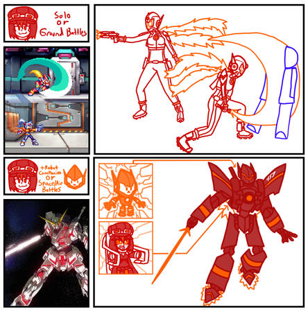 A diagram showcasing the ways Ember can fight, specifically on the ground or in the air.